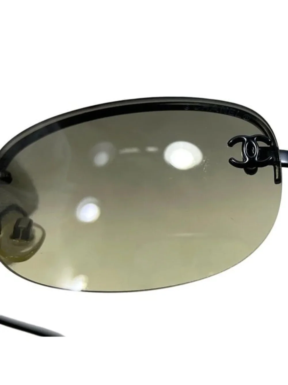 Chanel Sunglasses Black Gradient CC Logo Side Metal Acetate Eyewear Square Lens